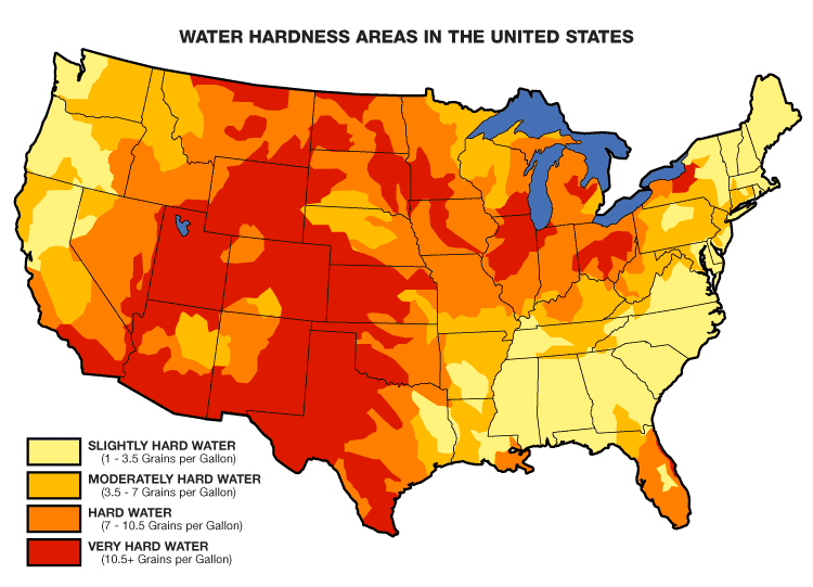 アメリカ硬水マップ